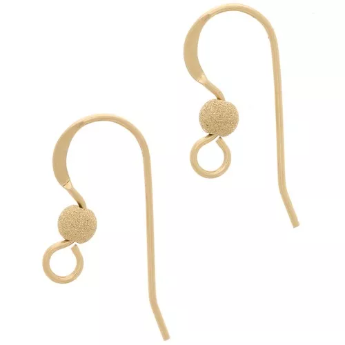 Ganchos pendientes bolas diamantada 13 mm - Gold Filled x2