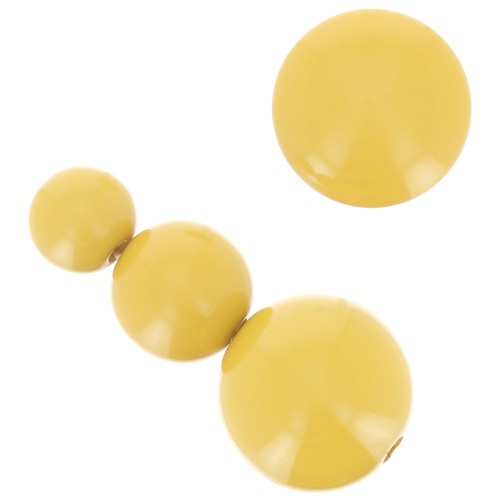 Surtido de 26 cuentas redondas de 8-10-14 mm y 2 cabujones de resina - Color Ocre