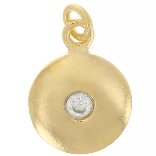 Charm redondo de 10 mm con óxido de zirconio - Plata de ley 925 dorada - Cristal x1