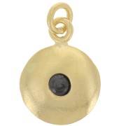 Colgante redondo de 10 mm con óxido de zirconio - Plata de ley 925 dorado oro fino - Negro x1|raw }}