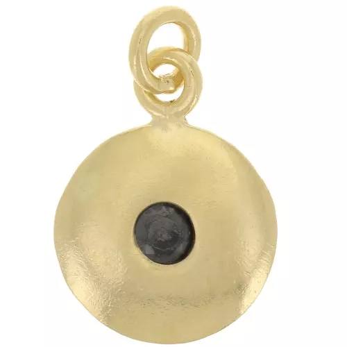 Colgante redondo de 10 mm con óxido de zirconio - Plata de ley 925 dorado oro fino - Negro x1