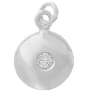 Charm redondo de 10 mm con óxido de zirconio - Plata de ley 925 - Crystal x1|raw }}