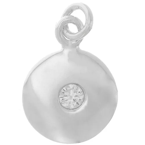 Charm redondo de 10 mm con óxido de zirconio - Plata de ley 925 - Crystal x1