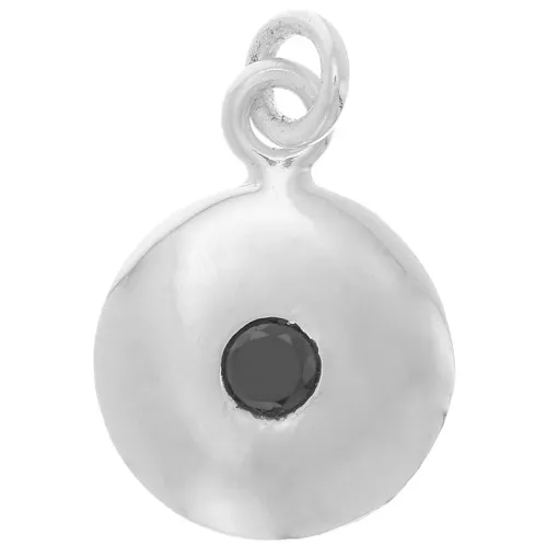 Charm redondo de 10 mm con óxido de zirconio - Plata de ley 925 - Negro x1
