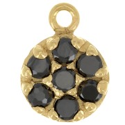 Charm redondo de 9 mm con óxido de zirconio - Plata de ley Dorado con oro fino - Noir x1|raw }}