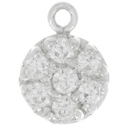 Charm redondo de 9 mm con óxido de zirconio - Plata de ley 925 - Crystal x1|raw }}