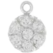 Charm redondo de 9 mm con óxido de zirconio - Plata de ley 925 - Crystal x1