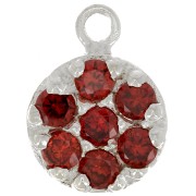 Charm redondo de 9 mm con óxido de zirconio - Plata de ley 925 - Rojo x1|raw }}