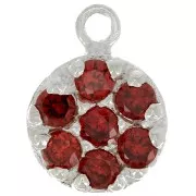 Charm redondo de 9 mm con óxido de zirconio - Plata de ley 925 - Rojo x1