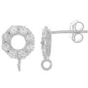 Pendientes círculo 9 mm con óxido de zirconio - Plata de ley 925 - Crystal x2