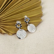 Pendientes círculo 9 mm con óxido de zirconio - Plata de ley 925 - Crystal x2
