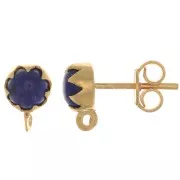 Pendientes de 6 mm con piedra preciosa - Plata de ley 925 Dorado con oro fino - Lapis lazuli