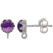 Pendientes de 6 mm con piedra preciosa - Plata de ley 925 - Amethyste x2|raw }}