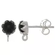 Pendientes de 6 mm con piedra preciosa - Plata de ley 925 - Ónix negro x2