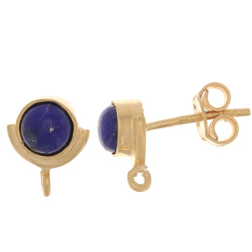 Pendientes 10x8mm - Piedra preciosa - Plata de ley Dorado oro fino - Lapis lázuli