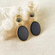 Pendientes 10x8mm - Piedra preciosa - Plata de ley Dorado oro fino - Lapis lázuli