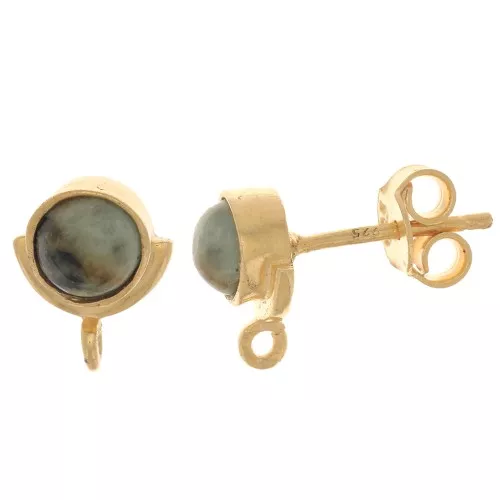 Pendientes 10x8mm - Piedra preciosa - Plata de ley Dorado oro- Turquoise Africaine