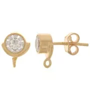 Pendientes 10x8mm - óxido de zirconio - Plata de ley Dorado oro fino - Crystal x2