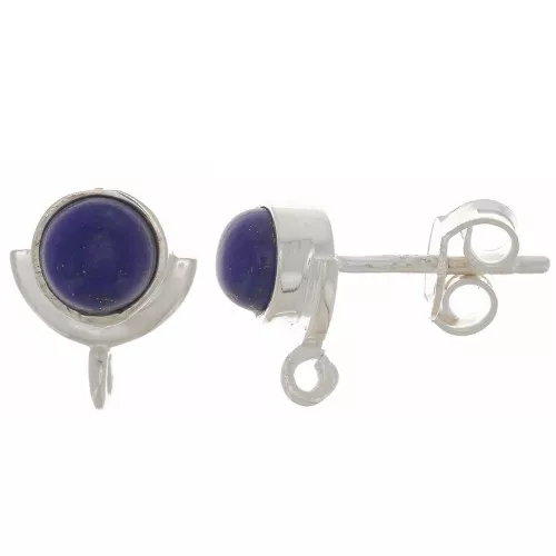Pendientes 10x8mm - Piedra preciosa - Plata de ley Dorado oro fino Lapis lazuli x1