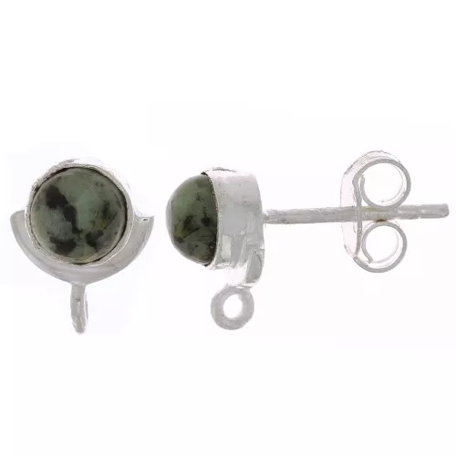 Pendientes 10x8mm - Piedra preciosa - Plata de ley Dorado - Turquoise Africaine x2