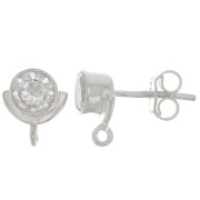 Pendientes 10x8mm - con óxido de zirconio - Plata de ley 925 - Crystal x2|raw }}