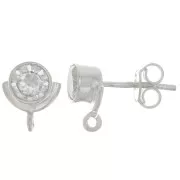 Pendientes 10x8mm - con óxido de zirconio - Plata de ley 925 - Crystal x2