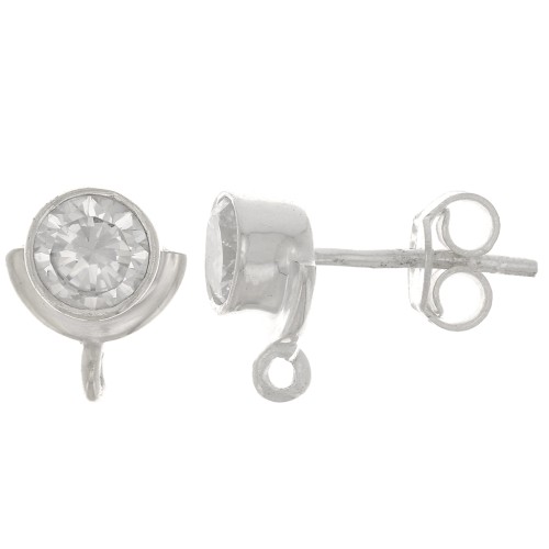 Pendientes 10x8mm - con óxido de zirconio - Plata de ley 925 - Crystal x2