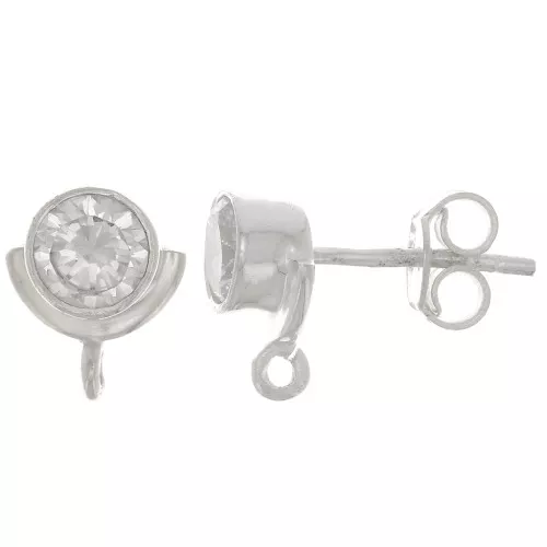 Pendientes 10x8mm - con óxido de zirconio - Plata de ley 925 - Crystal x2