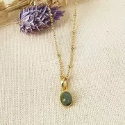 Colgante Ovalado Facetado 12x7 mm - Plata de Ley 925 Dorada - Ónix Negro x1