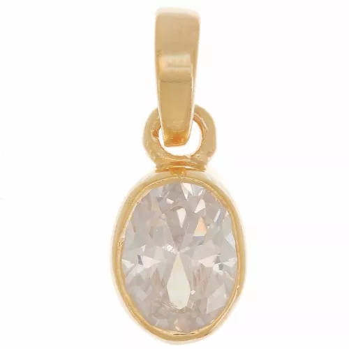 Colgante ovalado facetado 12x7 mm con óxido de zirconio - Plata de Ley 925 Dorado - Cristal