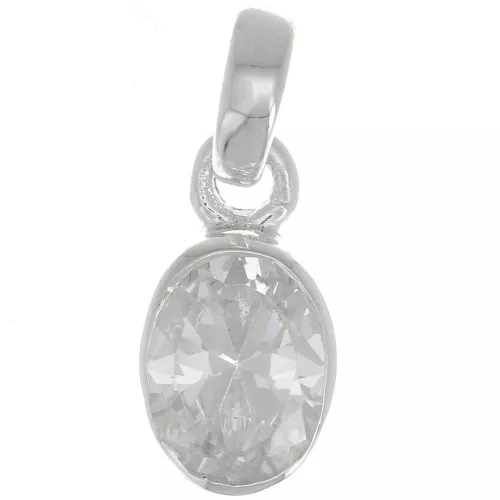 Colgante ovalado facetado 12x7 mm con óxido de zirconio - Plata 925 - Cristal x1