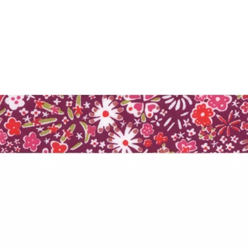 Cinta cortada al bies Liberty Kayoko Fucsia x 1m