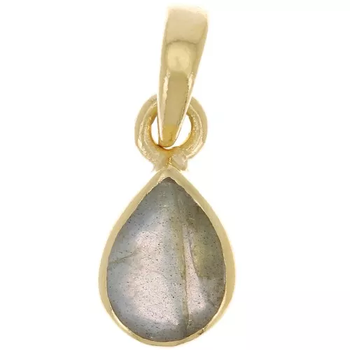 Colgante gota facetada 12x7 mm - Plata de Ley 925 Dorada - Labradorita x1