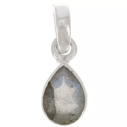 Colgante de piedra preciosa en forma de gota facetada de 12x7 mm - Plata de ley 925 - Labradorita x1