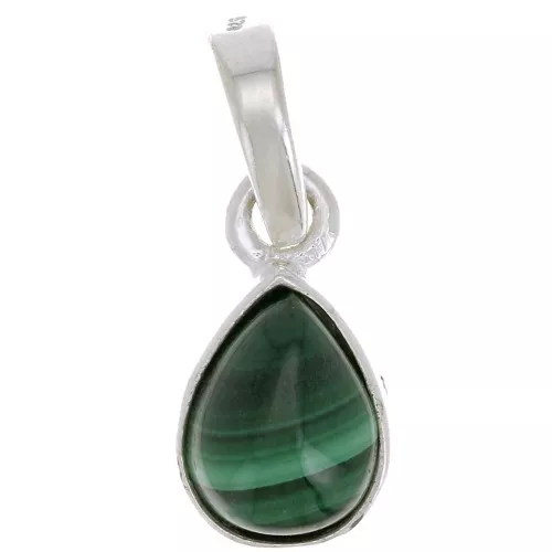 Colgante de gota facetada de 12x7 mm - Plata de ley 925 - Malaquita x1