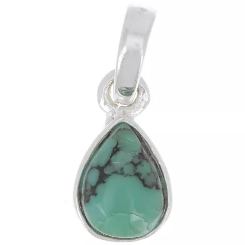 Colgante gota facetada 12x7mm en imitación piedra preciosa - Plata 925 - Turquesa