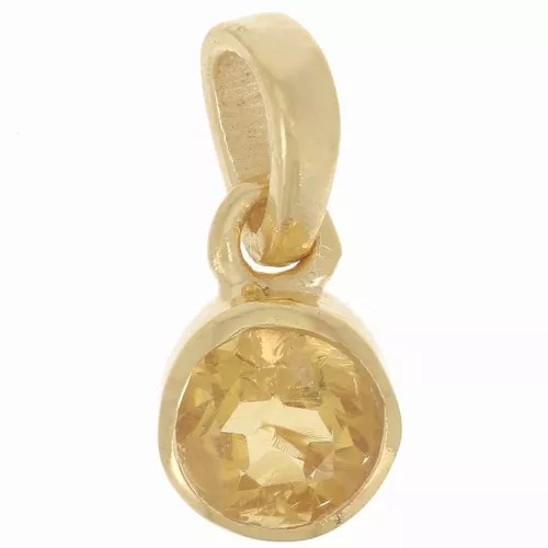 Colgante redondo facetado 7mm piedra gema Plata 925 Dorado oro fino - Citrine x1