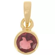 Colgante redondo facetado 7mm piedra gema Plata 925 Dorado oro fino - Grenat x1