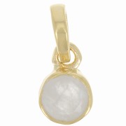 Colgante redondo facetado 7mm piedra gema Plata 925 Dorado oro fino Piedra de luna