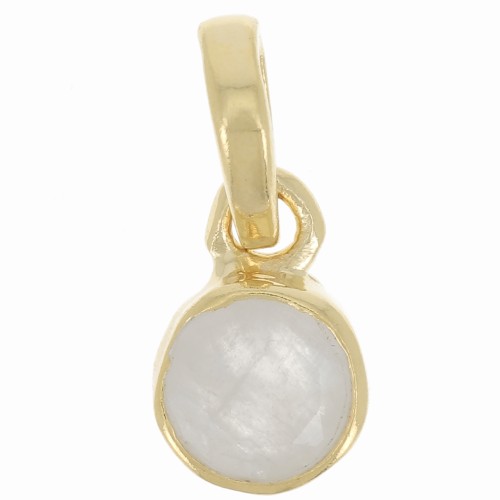 Colgante redondo facetado 7mm piedra gema Plata 925 Dorado oro fino Piedra de luna