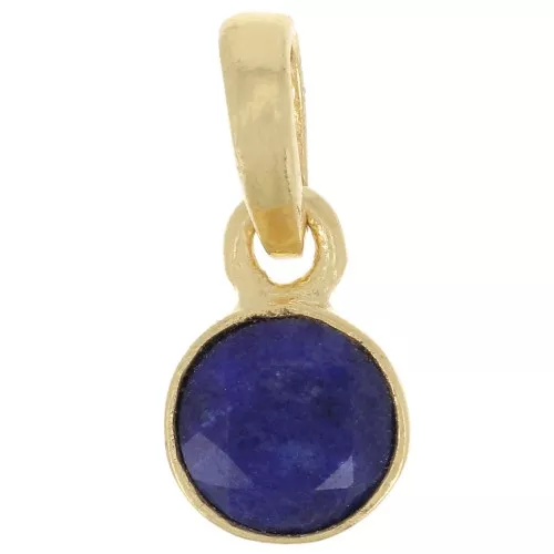 Colgante redondo facetado 7 mm piedra gema Plata 925 Dorado oro fino Lapis lazuli