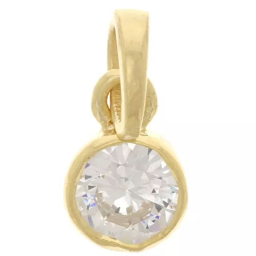 Colgante redondo facetado 7 mm piedra gema Plata 925 Dorado oro fino - Crystal x1