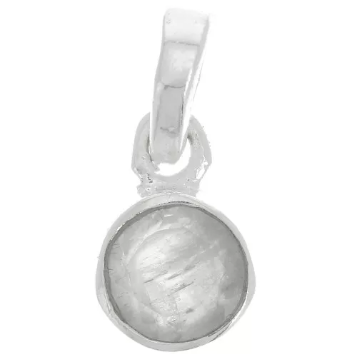 Colgante redondo facetado 7 mm piedra gema - Plata 925 - Piedra de luna x1