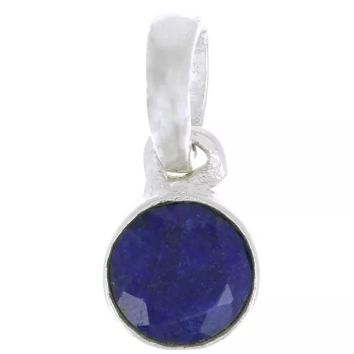 Colgante redondo facetado 7 mm piedra gema - Plata 925 - Lapis lazuli x1