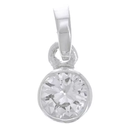 Colgante redondo facetado 7 mm con óxido de zirconio - Plata 925 - Cristal x1
