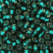 Cuentas de Rocalla Preciosa 11/0 de 2 mm - Emerald Silver Lined x20 g