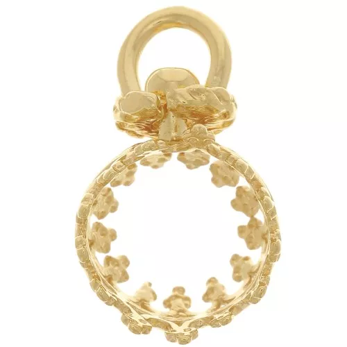 Colgante redondo giratorio con decoración de corona - para cuentas de 8 mm - Chapado en oro x1