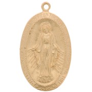 Colgante ovalado trabajado 22x13 mm - Motivo de la Virgen - Gold filled x1