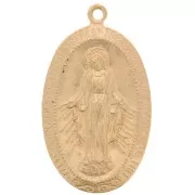 Colgante ovalado trabajado 22x13 mm - Motivo de la Virgen - Gold filled x1