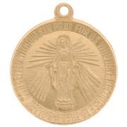 Colgante redondo trabajado 15 mm - Motivo de la Virgen - Gold filled x1